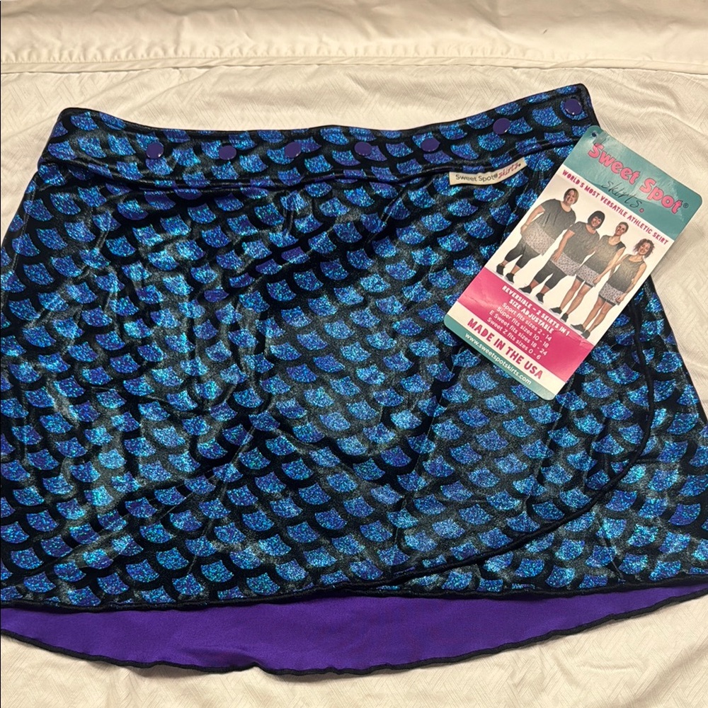 Sweet Spot Skirt Athletic Blue and Purple High-Low Skater Mini Skirt